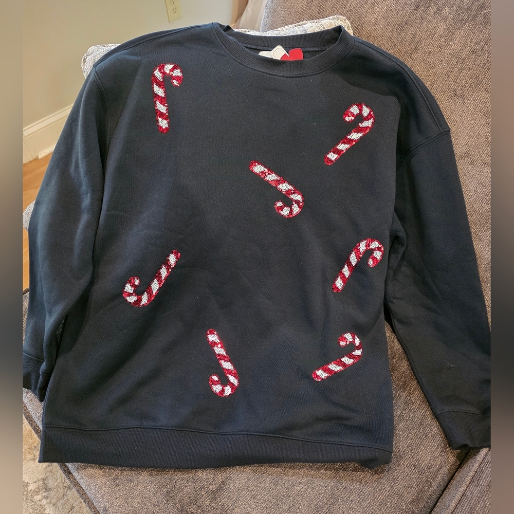 Sequin Candy Cane Top-NWT
